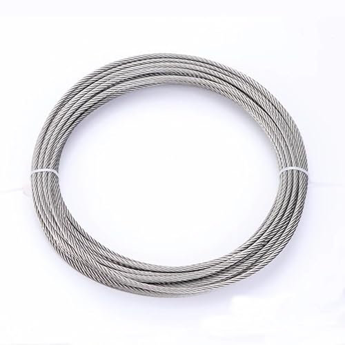 Wire Rope 1/2/5m Wire Rope 304 Stainless Steel Strong Tension Soft Fishing Lifting Cable 7 * 19 Construction Clothesline 5/6/8/10/12/14mm For Curtain Rods, Clothesline, Plant Support(10mm(2meter))