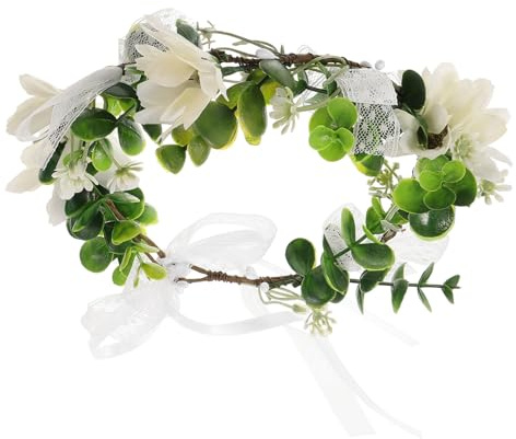 TOGEVAL Blumenkranz für Damen Blumenstirnband Braut-kopfschmuck Blumenhaarband Blumenhaarreif Blumenhaarschmuck Haarband für Hochzeit Festival-fotorequisite Blumenkranz für Fotoshootings