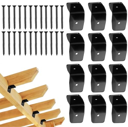 Black Rafter Brackets,Galvanized Steel Roof Brackets | Heavy Duty Roofing Connectors Wood Joist Hangers Hardware for Ceiling Beam Shed Gazebo Pergola Fence
