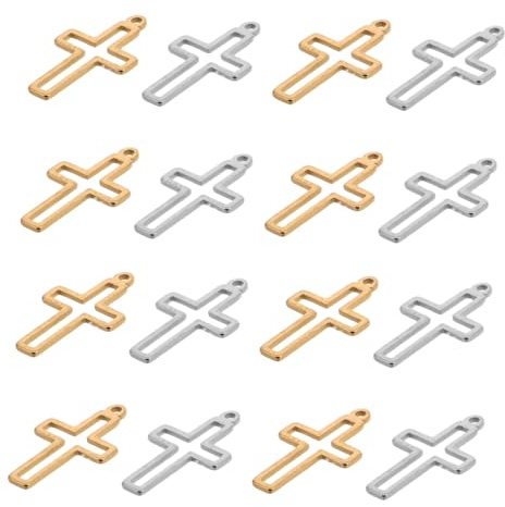 SAFIGLE 20 Pezzi Ciondoli Croce Piccoli in Acciaio Inossidabile Pendenti Religiosi Mini Hollow per Gioielli Portachiavi e Progetti Te Accessori Unisex Leggeri e Portatili