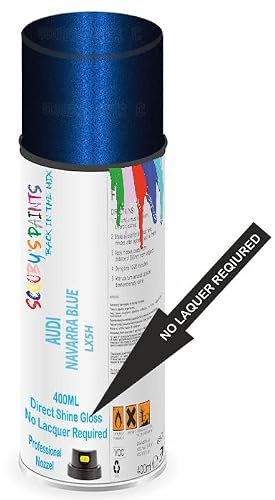 Aerosol Spray Paint Compatible with Audi Navarra Blue Metallic LX5H,2D Available in Direct Gloss, Cellulose or Basecoat (Direct Gloss Aerosol)