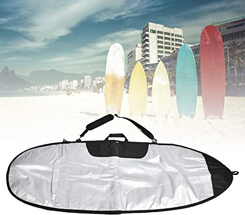 Dilwe Surfboard -Schutzabdeckung mit Reißverschluss Polyester Surfboard -Tasche für Longboard Shortboard Silber + Schwarz 6.4 (6.0)