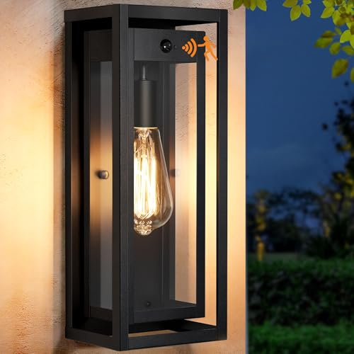 OYKYOHEI Large Motion Sensor Outdoor Wall Lights, 3 Modes Outside Lights | Dusk till Dawn, Waterproof, Modern Anti-Rust PIR Security Lights Outdoor Mains Powered for Porch Front Door, E27 Socket