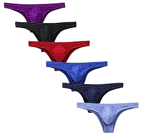 Slip Uomo - Mutandine da A Vita Bassa con Slip A Vita Bassa da Bikini 6 Pezzi A Mezza Righe da (Multicolor M)