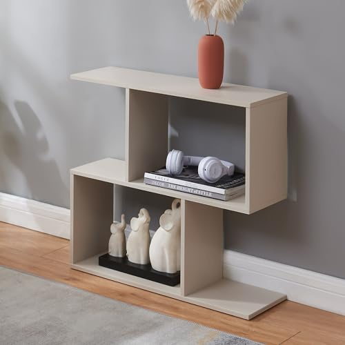 [en.casa] Tavolino Laterale Consolle da Divano con Vani Portaoggetti Mobile Basso Scomparti Ripiani Aperti per Soggiorno Camera da Letto Ingresso 57 x 60 x 20 cm - Beige
