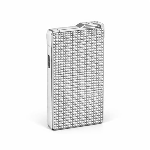 Jetflame Feuerzeug Luxembourg Silber Gasfeuerzeug Metall windstabil | Kompaktes Premium-Taschenfeuerzeug mit robustem Metallgehäuse