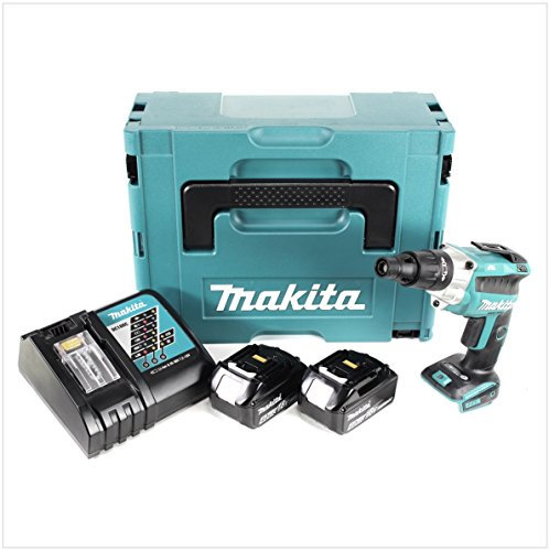 Makita DFS 251 RMJ 18 V Li-Ion Trockenbauschrauber Brushless im Makpac mit 2x BL1840 B 4,0 Ah Akku und DC18RC Ladegerät