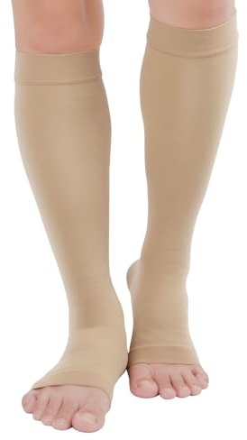 Kompressionsstrümpfe, offene Zehen, TOFLY feste Unterstützung 20-30mmHg Blickdichte Schwangerschaft Kompressions-Socken, Knöchel & Gesäß Unterstützung, Schwellung, Krampfadern, Ödeme, Besenreiser.