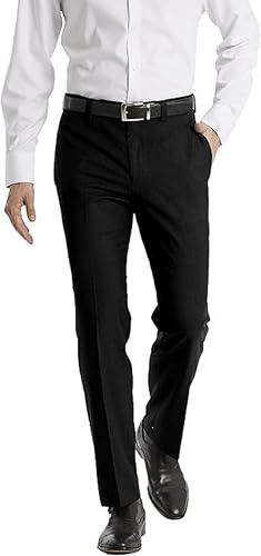 Calvin Klein Men's Modern Fit Dress Pants | Suit Pants for Men | Performance Stretch Fabric, Flat Front, Ready-to-Wear, Multiple Colors | Black 40/32