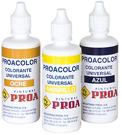 COLORANTE UNIVERSAL PROACOLOR. Amarillo. 40 ML. Tinte para pinturas plásticas, esmaltes al agua y esmaltes sinteticos al disolvente.