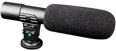 digipower Micrófono unidireccional de Condensador para cámaras DSR y videocámaras y Smartphones, con Cubierta de Espuma de micrófono, Clavija de 3,5 mm, para vídeos, podcasts, Voces y vlogging