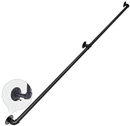 Wall Handrail Kit 30~600cm Staircase Handrail Banister Rail Support Kit, Wall Mounted Retro Metal Rail for Elderly Kids Use in Indoors and Outdoors