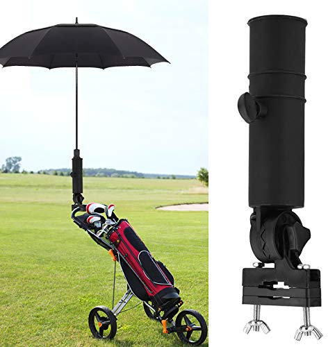 Eurobuy Golf Cart Umbrella Holder, Universal Adjustable Golf Cart Umbrella Stand, Easy to Install, Suitable for All Golf Cart Handles, Black