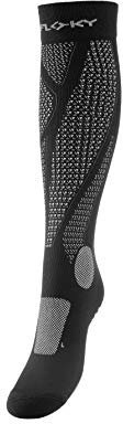 FLOKY, Calze Running Run-Up Long, Calze a Compressione Uomo e Donna, Adatte per attività di Lunga Durata Come Running e Trekking, Protezione Infortuni, Taglia L, Colore Nero, Made in Italy
