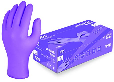 Skytec Iris Purple Disposable Nitrile Gloves - Multipurpose Powder Free High Grip Non Latex Examination Gloves (Box of 100, X-Large)