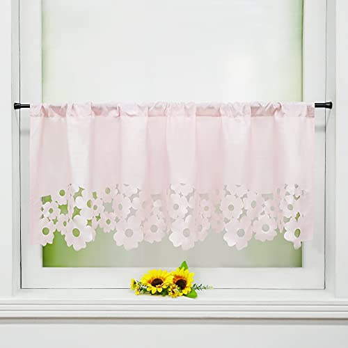 Joyswahl Scheibengardine Stangendurchzug Bistrogardine »Christa« Mit Lasercutabschluss Gardine Stores HxB 30x90cm Pink 1er Pack
