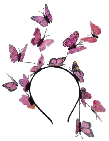 Kvinnor flicka fest älva fjäril hårband pannband tiara ring fascinator för festligheter bröllop bal födelsedag (rosa)
