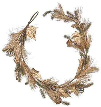Indoor-Weihnachtsgirlande mit dekorativen Kugeln 150 cm grün/Gold Murcja