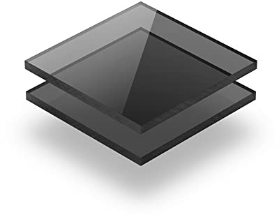 Acrylglasplatte Getönt grau 3 mm - Rechteck in Abmessungen von 10x10 cm bis 100x230 cm. UV-beständig, hochwertiges PMMA, Schutzfolie an beiden Seiten, ohne scharfe Kanten.