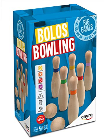 Cayro - Bolos - + 3 Años - Modelo de Tamaño Grande de Madera - Juego Divertido de Mesa - Niños y Adultos - Incluye 6 Bolos y 2 Bolas - 2 a 8 Jugadores