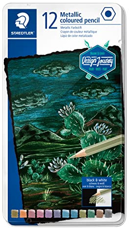 STAEDTLER 146M Metallic Buntstifte – 12er Metalletui, Glitzer | Weiche Mine mit hoher Deckkraft, schimmernde Effekte – FSC-Holz – Art.-Nr. 146M M12