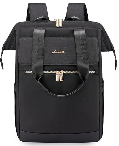 LOVEVOOK Schulrucksack Schwarz Teenager Mädchen, Laptop Rucksack Damen mit Laptopfach 15,6 Zoll, Schultasche Backpack Women Lehrertasche Elegant, Business Cityrucksack School Bag für Pendeln Arbeit