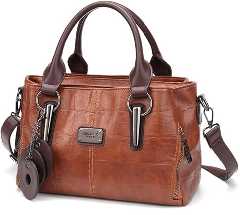 mcuvaec Handbags and Purses for women Vegan Leather Tote Bag for Women Satchel Shoulder Bags Travel Purse with Compartments (Brown)