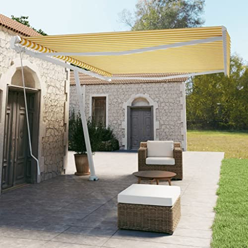 Store enrouleur manuel autoportant 500 x 350 cm Jaune/blanc