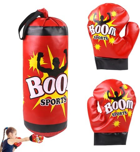 Aznever Kinder Boxsack, Boxsack Hängend, Mit Handschuhen, Trainingsausrüstung Für Kinder Und Teenager, Zum Üben Von Tritt- Und Schlagübungen, 15 X 15 X 31 cm