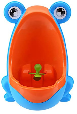Luojuny Urinoirs d'apprentissage de la propreté en forme de grenouille mignonne avec cible amusante pour enfants et tout-petits - Bleu + orange