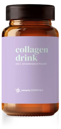 Sanopoly ESSENTIALS collagen drink 200 g Pulver | Johannisbeer Geschmack | mit Collagenpeptiden (Typ 1) und Vitaminen | mit Zink zur Erhaltung normaler Haut, Haare und Nägel