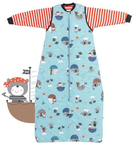 schlummersack Kinder Schlafsack Baby ganzjährig 150 cm Pirat | Ganzjahresschlafsack Baby mit Ärmel abnehmbar 2.5 Tog Baby Schlafsack ganzjährig | Ganzjahres Schlafsack Baby
