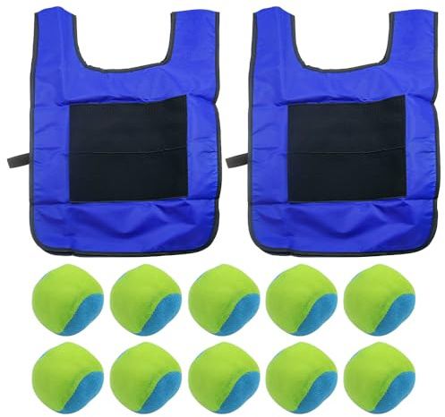 Hsthe Sea 12 PCS Dodgeball Game Set - 2 Piece Dodgeball Tag Vest With 10 Balls For Indoor And Outdoor Playground Games - Blue