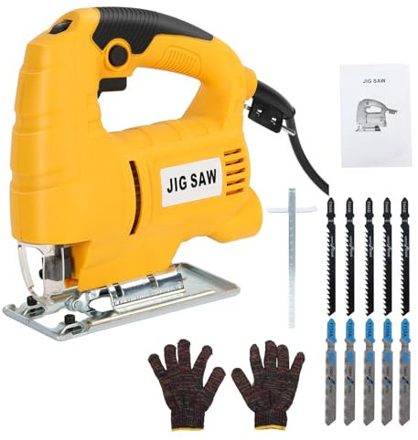 Stichsäge, 900W Max Holz Schnitttiefe 65mm, 3000RPM Elektrische Stichsäge, 10 Blätter, Fasenschneiden: -45 °bis 45°