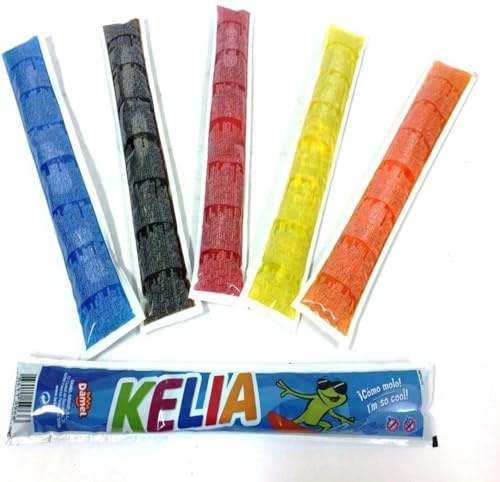 Kelia Flash Helado | Pack 60 Polos Congelables de 105 ml | Apto Veganos | Cola, naranja, frambuesa, limón y fresa | Sin gluten ni lactosa | Caja expositora | Congelar 6-8 horas