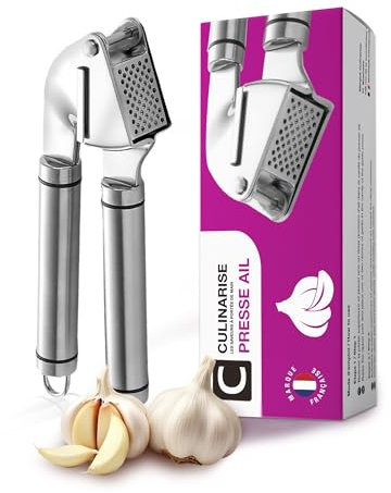 Manuelle Knoblauchpresse aus Edelstahl – Profi Küchenhelfer zum schnellen Schälen & Zerkleinern von Knoblauch – Garlic Press rostfrei & ergonomisch, ideal für jede Küche