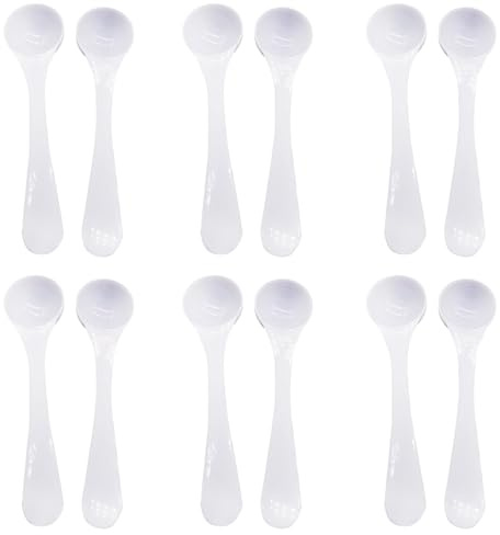 12 cucharas medidoras de plástico de 4 ml, cucharas medidoras de leche en polvo, herramientas de cocina, cuchara de café de mango largo para cocinar y hornear