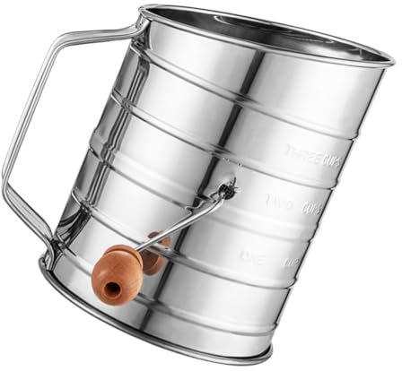 Ciieeo Multifunctional Food Strainer Hand Crank Flour Sifter Rotary Hand Sifter Loop Agitator Stainless Steel Cup