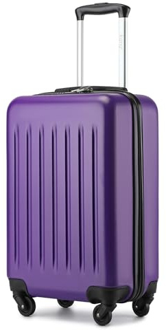 KONO Hartschale Koffer Trolley Rollkoffer Handgepäck Koffer Zwillingsrollen ABS Handgepäck Bordgepäck 4 Rollen, 55cm 20 Zoll(Violett)