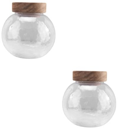 Cabilock 2pcs Glass Storage Jars Lids Airtight Food Containers for Tea Sugar Salt Cereal Kitchen Organization