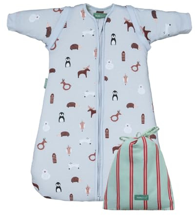 molis&co - Saco de Dormir para bebé 2.5 TOG con Mangas Desmontables - (6-12 Meses) - Ideal para Invierno - 100% algodón (Oeko-Tex 100) - Winter Animals
