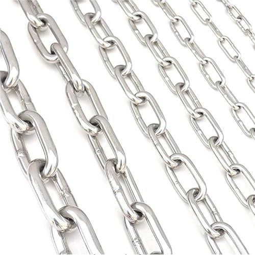 Krangehänge 304 Edelstahl Hebekette (Langer/Kurzer Ring) Anti-Diebstahl-Kette Wäscheleine Kette 1,2 1,5 2 2,5 3 4 5 6 8mm Motorhebekette(Long Ring,5.0mm)