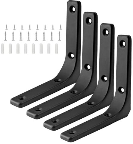 4 mollette da parete a forma di L, 4 x 4 pollici, in metallo ad alte prestazioni, per progetti artigianali, con viti di fissaggio