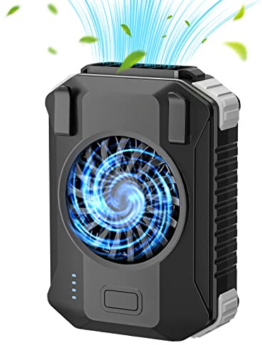 10000mAh Portable Waist Fan - 3 Speeds Strong Airflow Portable Fan Rechargeable, Hands-Free Hanging Neck Fan, Wearable Personal Clip on Shirt Belt Fans for Outdoor, Jobsite, Farms, Traveling, Fishing