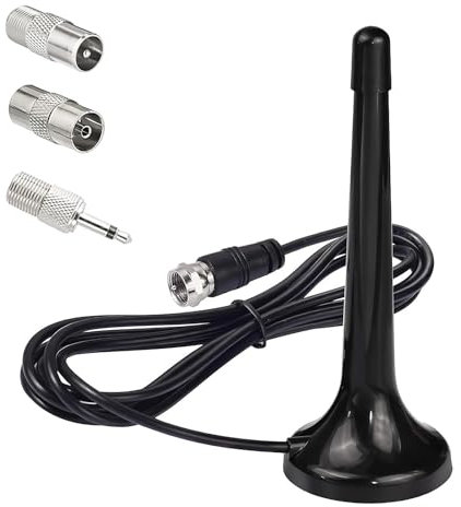 Antenna Radio FM DAB Telescopica Interna con Base Magnetica e Cavo Coassiale 3M, 75 Ohm, Compatibile con TV Digitale DVB-T2/DMB-T/ISDB-T/DTMB, Sintonizzatori Stereo, Amplificatori e Home Cinema