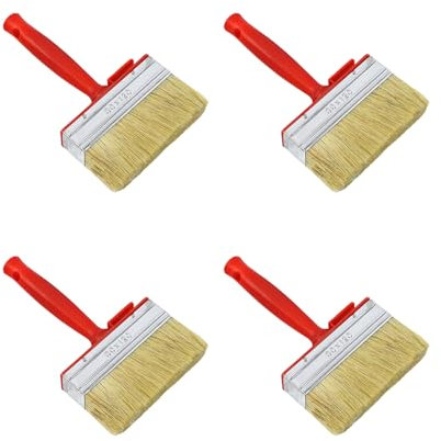 Binjoop Lot de 4 pinceaux de peinture murale professionnels pour revêtement de base solvant solide bois huile avec robuste
