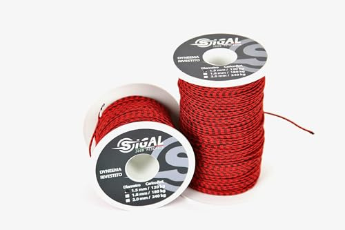 Sigalsub - Beschichtet Dyneema, Sk75, Rolle 50 m (rote schwarze Einsätze)