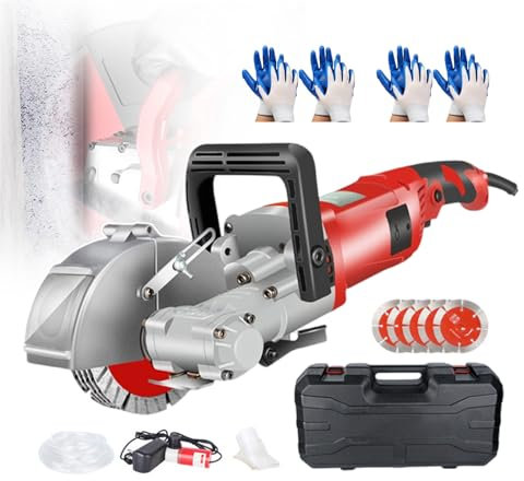 YXYLJOZ Machine à rainurer Murale électrique 4000W Wall Chaser, Machine à rainurer à Fente électrique, Largeur de Coupe, Coupe-béton Wall Chaser (Red)