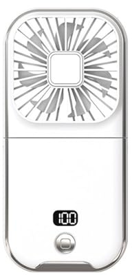 Qsvbeeqj Ventilador portátil de mano de 5 velocidades, ventilador de escritorio pequeño silencioso con pantalla digital, ventilador de mesa recargable USB C, ventilador de mesa ligero de refrigeración