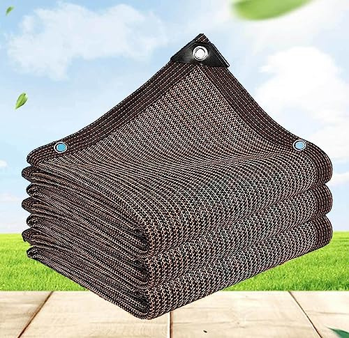 Rete parasole per esterni resistente ai raggi UV al 90%, 6 x 7 m, marrone, protezione antigrandine, con occhielli, ideale per balconi e terrazze, protezione solare per spazi esterni